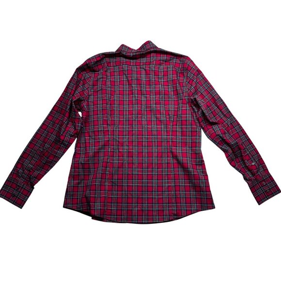 Lands End Womens Tartan Plaid No Iron Supima Cotton Button Up Size 14 Classic - Picture 2 of 11